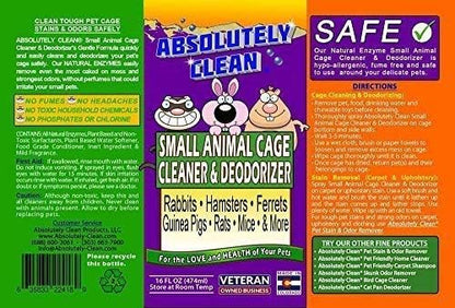 Absolutely Clean Amazing Small Animal Cage Cleaner, Just Spray/Wipe, Easily Removes Messes & Odors - Hamster Cages, Mice, Rat Cage, Guinea Pig Cage, Rabbit Cage, Ferret Cage, Dog Cage - USA Made