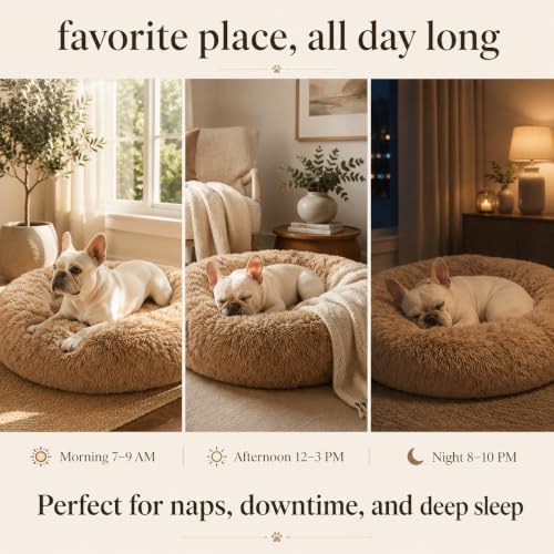 Ghouse Calming Donut Dog Bed for Medium Dogs, 30 in Washable Medium Pet Bed