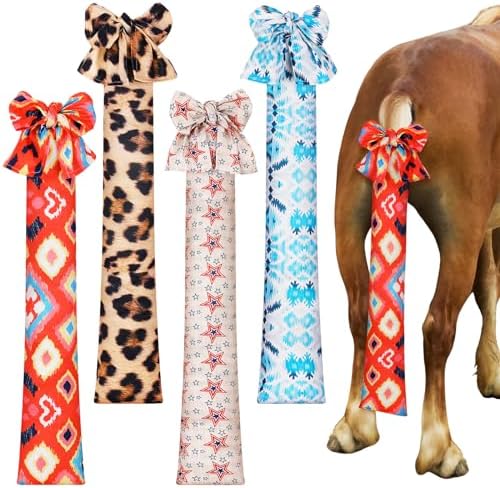 4 Pcs Horse Tail Bags, 22" Stretchy Breathable Tail Bag
