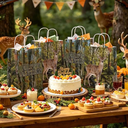 16 Pcs Deer Hunting Birthday Party Favor Bags Camo Forest Buck Goodie Bags