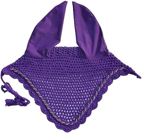 Elegant Horse Ear Bonnet, Fly Veil & Fly Mask – Superior Fly Protection with Style and Comfort for Every Ride (Purple, Horse/Full)