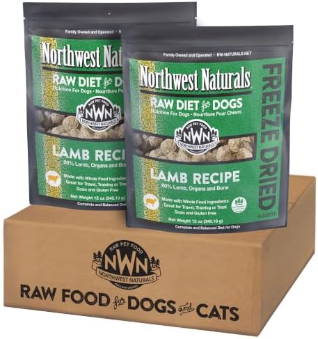 Northwest Naturals Freeze-Dried Lamb Dog Food - Bite-Sized Nuggets - Grain-Free, High-Protein, Human-Grade, Limited Ingredients, All Natural, Nutrient-Dense, Healthy & Nutritious - 12 Oz (Pack of 2)