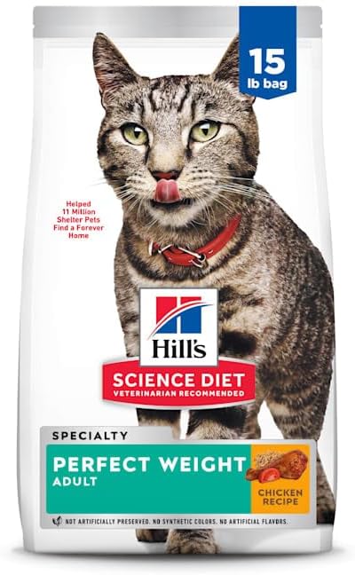 Hill's Science Diet Adult Perfect Weight Dry Cat Food, Chicken, 15 lb. Bag