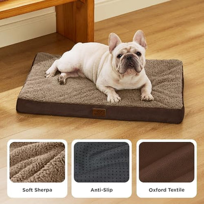 Bedsure Washable Dog Bed Medium Size Dog with Comfy Sherpa, 30x20in Brown