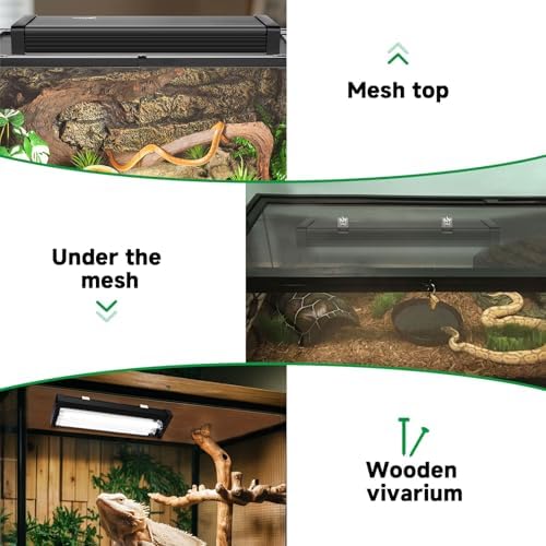 T5 UVB Reptile Light Fixture Upgrade Square HO UVB Bulb Lighting Combo Kit 10.0 UVB Light for Reptiles Terrarium Fluorescent 24W Reptile Light Bar UVA UVB Desert Lamp for Bearded Dragon Turtle Tank