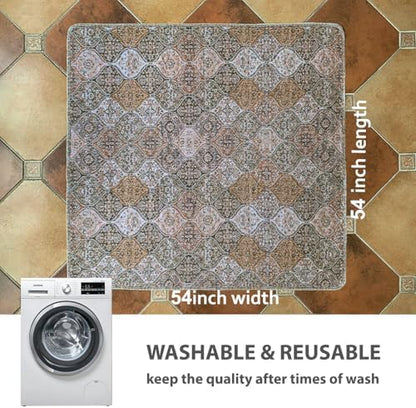 nunubaby Washable Pee Pads for Dogs, Stylish, Non-Slip and Leak-Proof Pee Pads. Reusable Potty Pads for Dogs for Crates and Floors.(Brown/Multi,54" x54" )