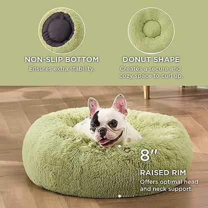 Bedsure Calming Small Dog Bed Donut Washable Cat＆Puppy Bed,23 inches Green