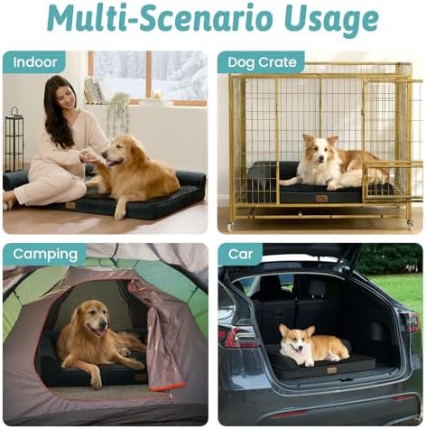 COZY KISS Orthopedic Dog Bed for Extra Large Dogs, L Shaped XXL 48x35 inch