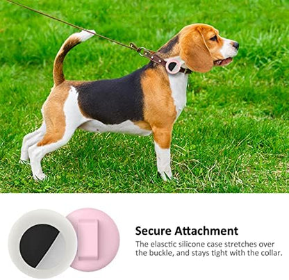 2022 AirTag Cat Collar Holder, Small AirTag Compatible Case, 2Pack Waterproof Cover for Pet Collar Within 3/8 inch (Pink&White)