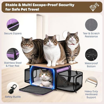 Top and 2 Sides Expandable Cat Carrier 18x13.5x9.5 TSA Airline Approved