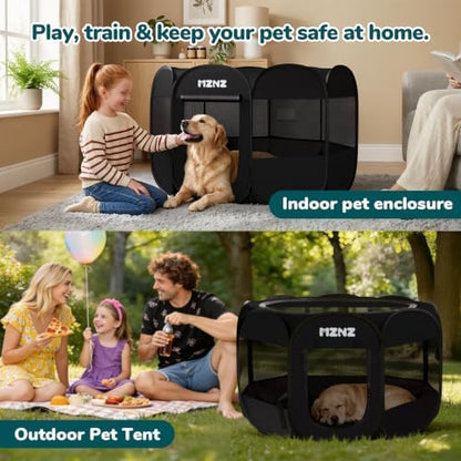 Dog Cat Small Animal Puppy Playpen Crate, Large, Whole Black