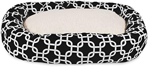 Majestic Pet 32 Inch Links Sherpa Calming Dog Bed Washable – Cozy Soft Round Dog Bed with Spine for Head Support - Fluffy Donut Dog Bed 32x23x7 (inch) – Round Pet Bed Medium - Black