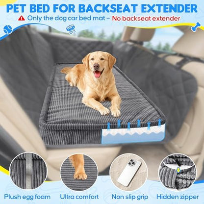 Loiion Dog Car Bed, Non-Slip Backseat Extender Pet Mat 50"x24.6"x4"