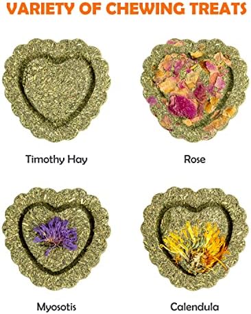 Sofier 28Pcs Timothy Hay Treats Rabbit Toys Bunny Toys Guinea Pig Natural Handmade Treats and Chews for Small Animals Hamster Chinchilla Rat Gerbil