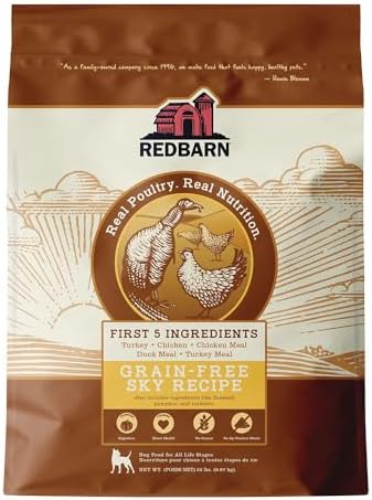 Redbarn Pet Products Grain-Free Sky Recipe Dog Food 22 lbs - High Protein Dry Kibble with Turkey, Chicken & Duck Meal for Adult Dogs - Supports Skin, Coat & Digestive Health