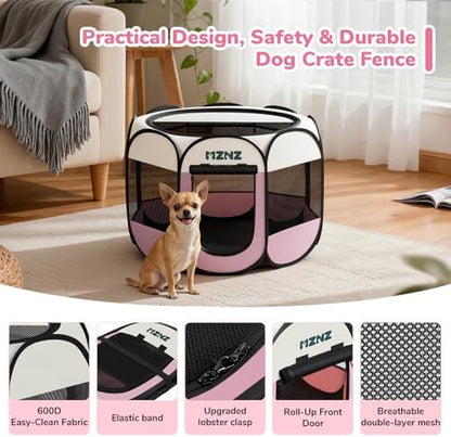 Dog Cat Small Animal Puppy Playpen Crate, Small, Pink