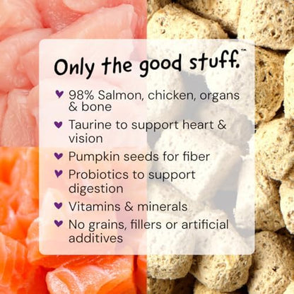 Stella & Chewy's Freeze-Dried Raw Cat Dinner Morsels - Premium Salmon & Chicken Recipe with 98% Wild-Caught & Cage-Free Protein - Natural Grain-Free Cat & Kitten Food - Made in USA - 3.5 oz