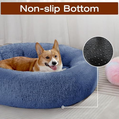 JOLLYVOGUE Dog Beds Large Sized Dog, 36 inches Calming Soft Anti-Anxiety Donut Dogs Bed, Washable Round Fluffy Cushion for Large Pets, Fits up to 80 lbs Pets