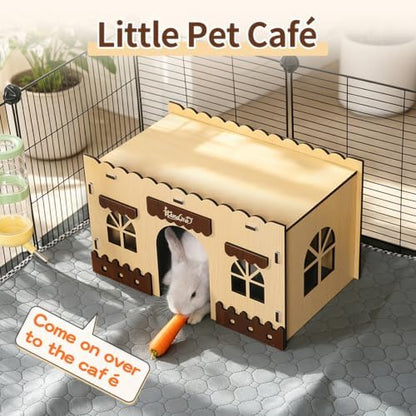 Wooden Guinea Pig Hideout Bunny House Rabbit Bed – Small Animal Habitat