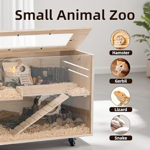 Pine Small Animals Houses&Habitats Chewproof, 40" Pine Guinea Pig Cage Hamster Cage for Small Animals (40" Large, Roller)