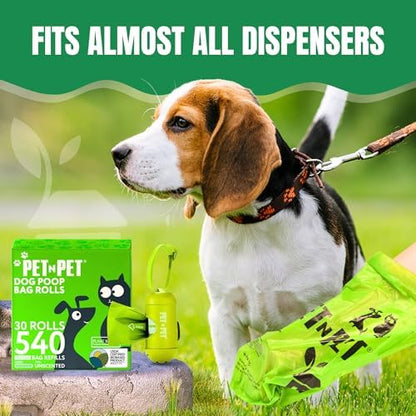 Pet N Pet Dog Poop Bags Rolls, 540 Count, Plant Based, Unscented, Green