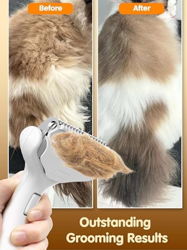 Dematting Comb and Deshedding Brush for Double-Coated Dogs and Cats,Undercoat Rake Pet Brush for long haired and Matted Fur Pets,Grooming Tool for Kitten, Puppy and Rabbit (Yellow)