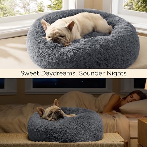 Bedsure Calming Dog Beds Large Sized Dog Donut Washable Pet Bed,36ins