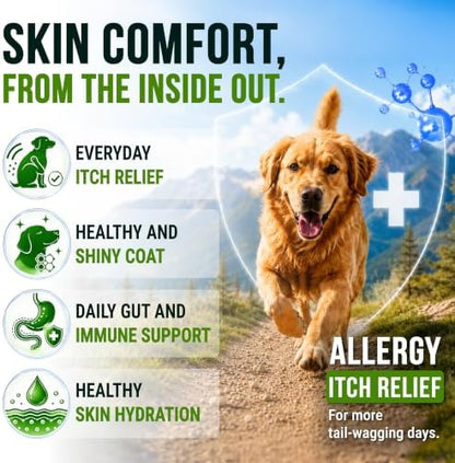 Dog Allergy Relief Chews - Skin Health & Anti-Itch Supplement with Omega-3