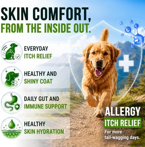 Dog Allergy Relief Chews - Skin Health & Anti-Itch Supplement with Omega-3