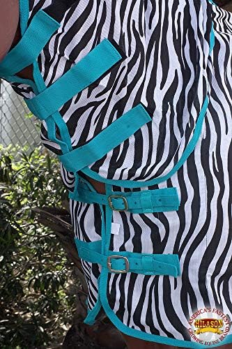 HILASON Horse Fly Sheet UV Protect Zebra Turquoise 69 in