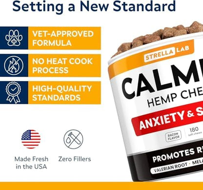Hemp Calming Chews for Dogs - Stress&Anxiety Relief, Travel&Separation