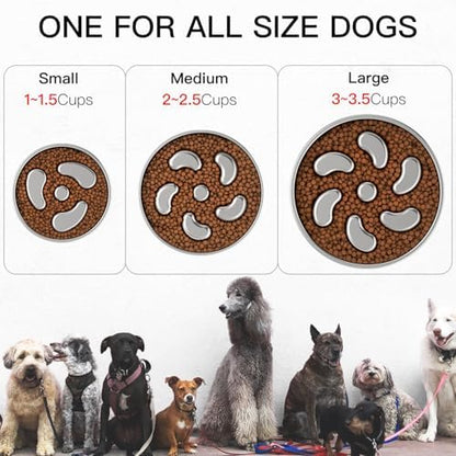 Feedoo Slow Feeder Dog Bowl-3Cups for Large Breeds, Double Wall Food-Grade Stainless Steel, Heavy Duty with Non-Slip Rubber Base, Puzzle Maze Bowl to Slow Down Eating