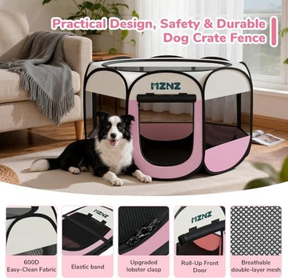 Dog Cat Small Animal Puppy Playpen Crate, Large, Pink