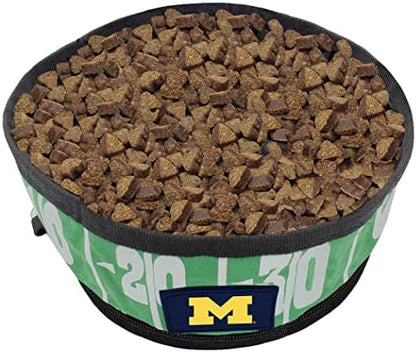 Pets First NCAA Michigan Wolverines Collapsible Dog Travel Bowl Set, 2 Pack Food & Water Bowls for Dogs, Best Portable & Lightweight Leak-Proof Dog Bowls for Travel