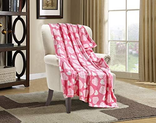 Valerian Luxury Velvet Super Soft Light Weight Blanket Prints Fleece Throw - All Year Round Home Decor, Fuzzy Warm and Cozy Throws, Couch and Gift, 50 x 60inch, Jasmine Heart