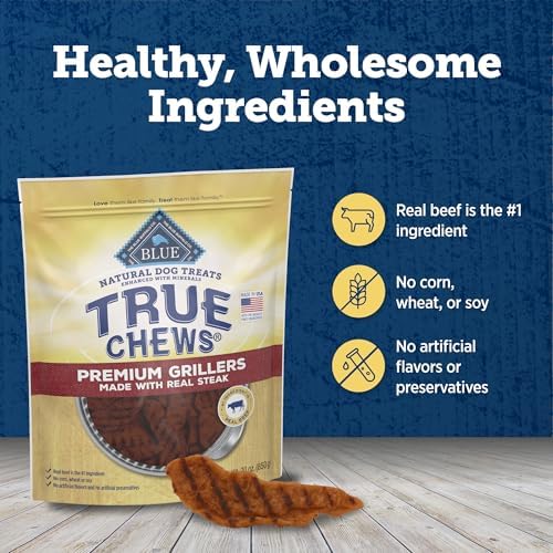 Blue Buffalo True Chews Premium Grillers Steak Dog Treats, 10 oz
