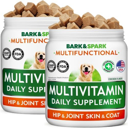 BARK&SPARK Dog Multivitamin Chews with Glucosamine, Omega 3 & Probiotics