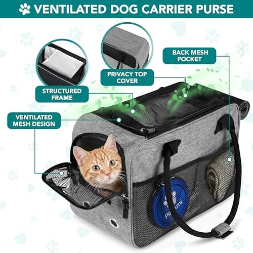 PetAmi Small Dog Purse Carrier with Pockets, Airline Approved, Grey