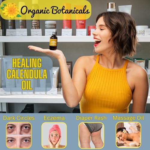Calendula Oil Organic for Skin- Trauma Skincare from Local Infused Calendula Flowers, Eczema Oil, Certified Organic, 64 Oz