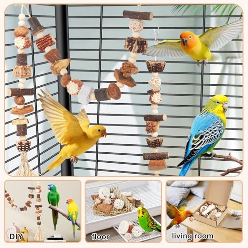 Bird Toys Parrot Foraging Box Parakeet Toys with DIY Hanging String