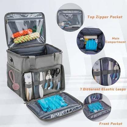 SMYV Pet Grooming Bag for Dog Grooming Supplies, Dog Tote Travel Bag for Pets Grooming Tools Kit Accessories - Grey