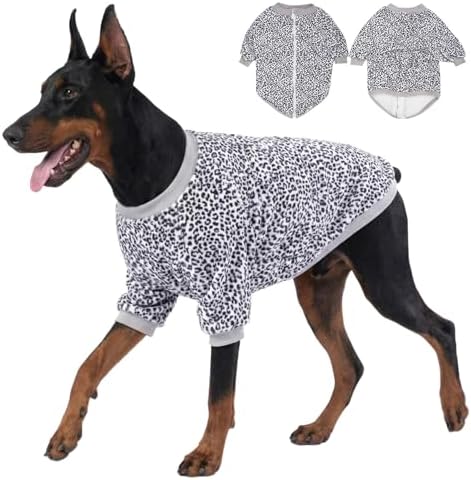 LovinPet Flannel Dog Coat, Winter Dog Coat, Black White Leopard, XL