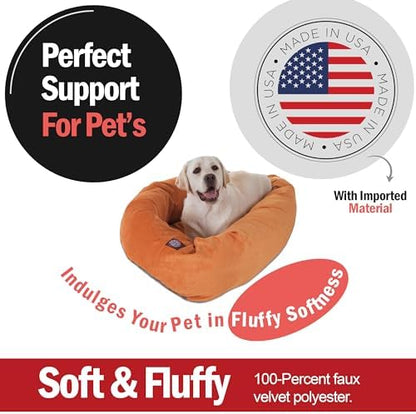 Majestic Pet Micro Velvet Dog Bed, 40 Inch Large, Round, Washable, Orange
