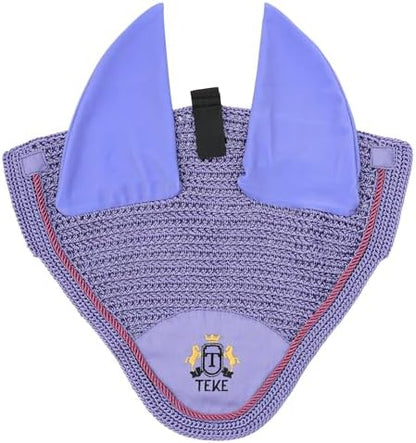 T TEKE Gorgeous Horse Ear Bonnet, 68% Viscose + 32% Acrylic Hand Crocheted mesh with Stylish Piping, Spandex Ears