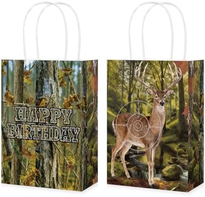 16 Pcs Deer Hunting Birthday Party Favor Bags Camo Forest Buck Goodie Bags