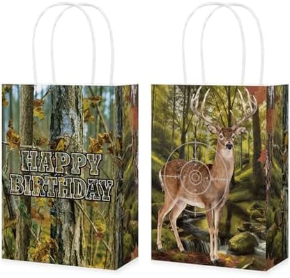 16 Pcs Deer Hunting Birthday Party Favor Bags Camo Forest Buck Goodie Bags