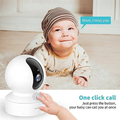 Armorcope Pet Camera, 2K HD Dog Camera with Phone APP, 360° Pan/Tilt View Puppy Cam, One Click Call for Baby Monitor, MagivPix Night Vision,Motion Tracking Alarm with Cloud/Local SD -2 Pack
