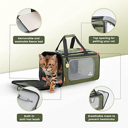 Pawaii Cat Carrier Airline Approved Expandable Breathable Safety Leash