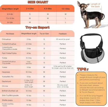 YUDODO Pet Sling Carrier for 5-9 lbs Small Dogs Cat Puppy Crossbody Carrier