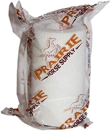 6 Pack Premium Vet Wrap - Self Adhesive Bandage Wrap & Athletic Tape - 4" x 5 Yards Elastic & Self-Sticking Cohesive Bandage for Pets, Sports, Wrists & Ankles - White by Prairie Horse Supply